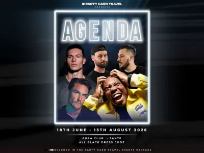 AGENDA – All Black Dress Code feat. Tom Janetti, Dizzee Rascal, Joel Corry, Switch Disco @ AURA Club Zante