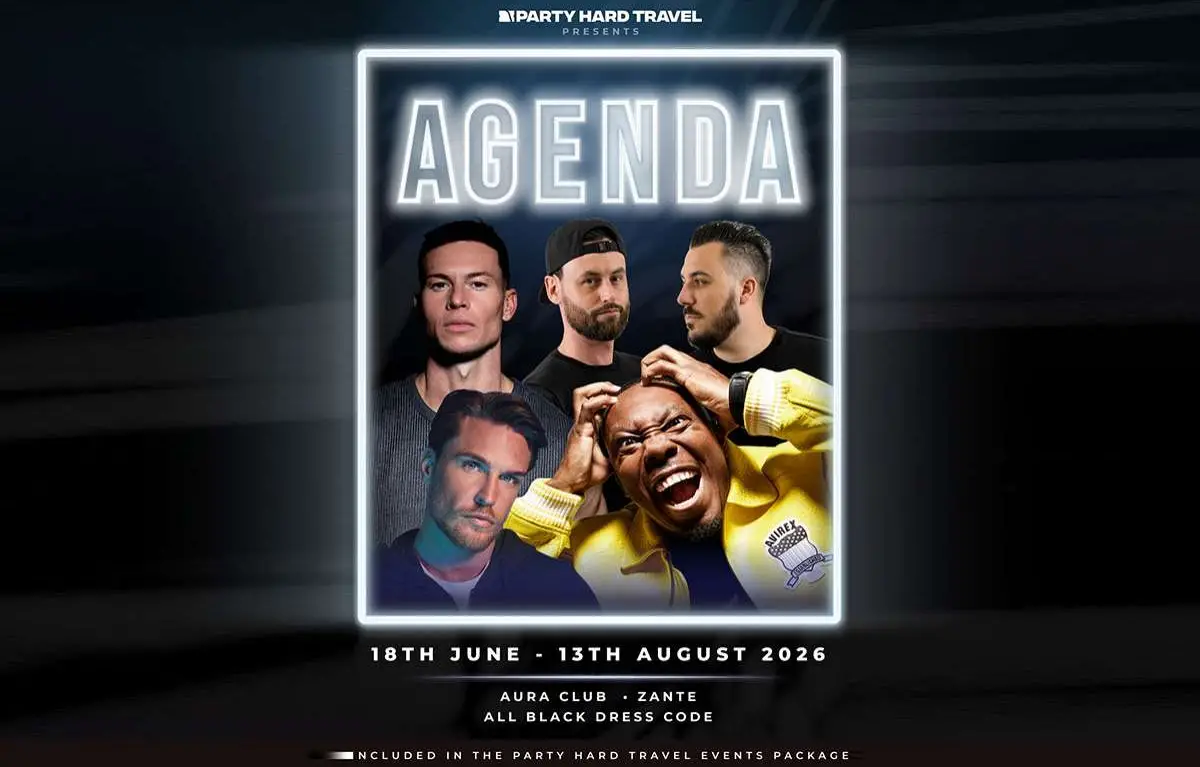 AGENDA – All Black Dress Code feat. Tom Janetti, Dizzee Rascal, Joel Corry, Switch Disco @ AURA Club Zante