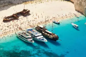 Zante Ways Travel - 7 Hours Trip to Shipwreck/Blue Caves/White Beach (from Zakynthos Town)